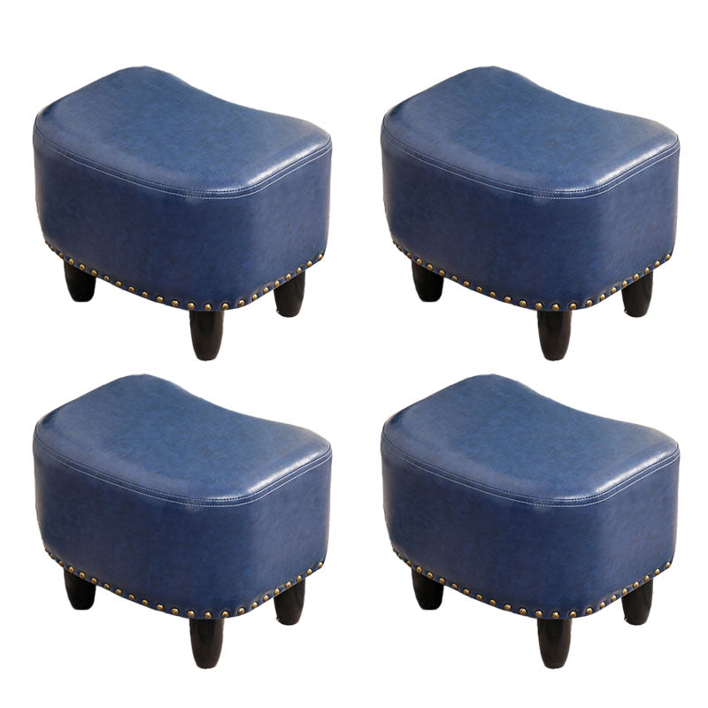 Nailhead Trim Ottoman Leather Special Shape Contrast Color Stain Resistant Ottoman Blue 4 Piece Set Clearhalo 'furn' 'furn_ottomans_poufs' 'Furniture' 'Living Room Furniture' 'Ottomans & Poufs' 'ottomans_poufs' 6586394