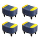 Nailhead Trim Ottoman Leather Special Shape Contrast Color Stain Resistant Ottoman Blue-Yellow 4 Piece Set Clearhalo 'furn' 'furn_ottomans_poufs' 'Furniture' 'Living Room Furniture' 'Ottomans & Poufs' 'ottomans_poufs' 6586396