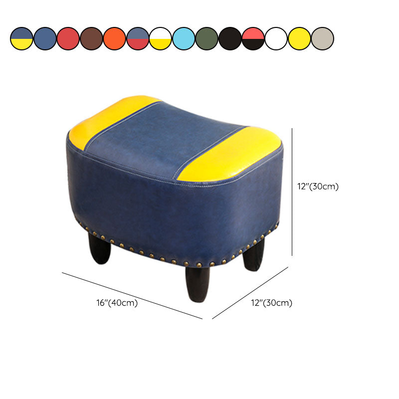 Nailhead Trim Ottoman Leather Special Shape Contrast Color Stain Resistant Ottoman Clearhalo 'furn' 'furn_ottomans_poufs' 'Furniture' 'Living Room Furniture' 'Ottomans & Poufs' 'ottomans_poufs' 6586397