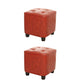 Modern Square Pouf Pure Color Tufted Upholstered Faux Leather Cube Ottoman Burgundy 2 Piece Set Clearhalo 'furn' 'furn_ottomans_poufs' 'Furniture' 'Living Room Furniture' 'Ottomans & Poufs' 'ottomans_poufs' 6586471