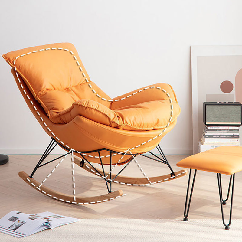 Chaise de plancher moderne chaise de culbuteur en faux cuir pure de couleur pure avec ottoman