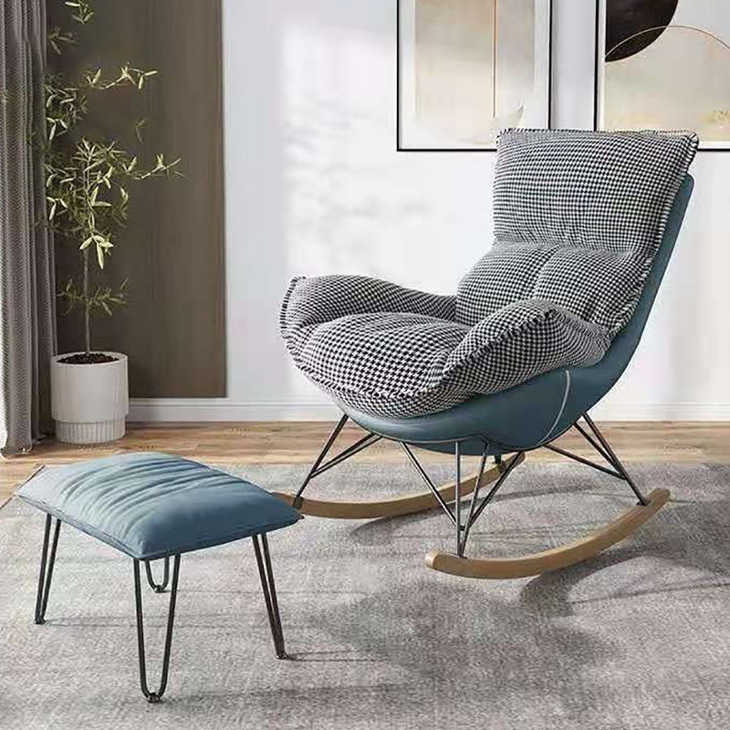 Chaise de plancher moderne chaise de culbuteur en faux cuir pure de couleur pure avec ottoman