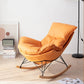 Contemporary Rocking Chair Pure Color Faux Leather Water Resistant Chair with Ottoman