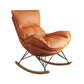 Contemporary Rocking Chair Pure Color Faux Leather Water Resistant Chair with Ottoman