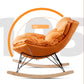 Contemporary Rocking Chair Pure Color Faux Leather Water Resistant Chair with Ottoman