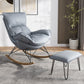 Contemporary Rocking Chair Pure Color Faux Leather Water Resistant Chair with Ottoman