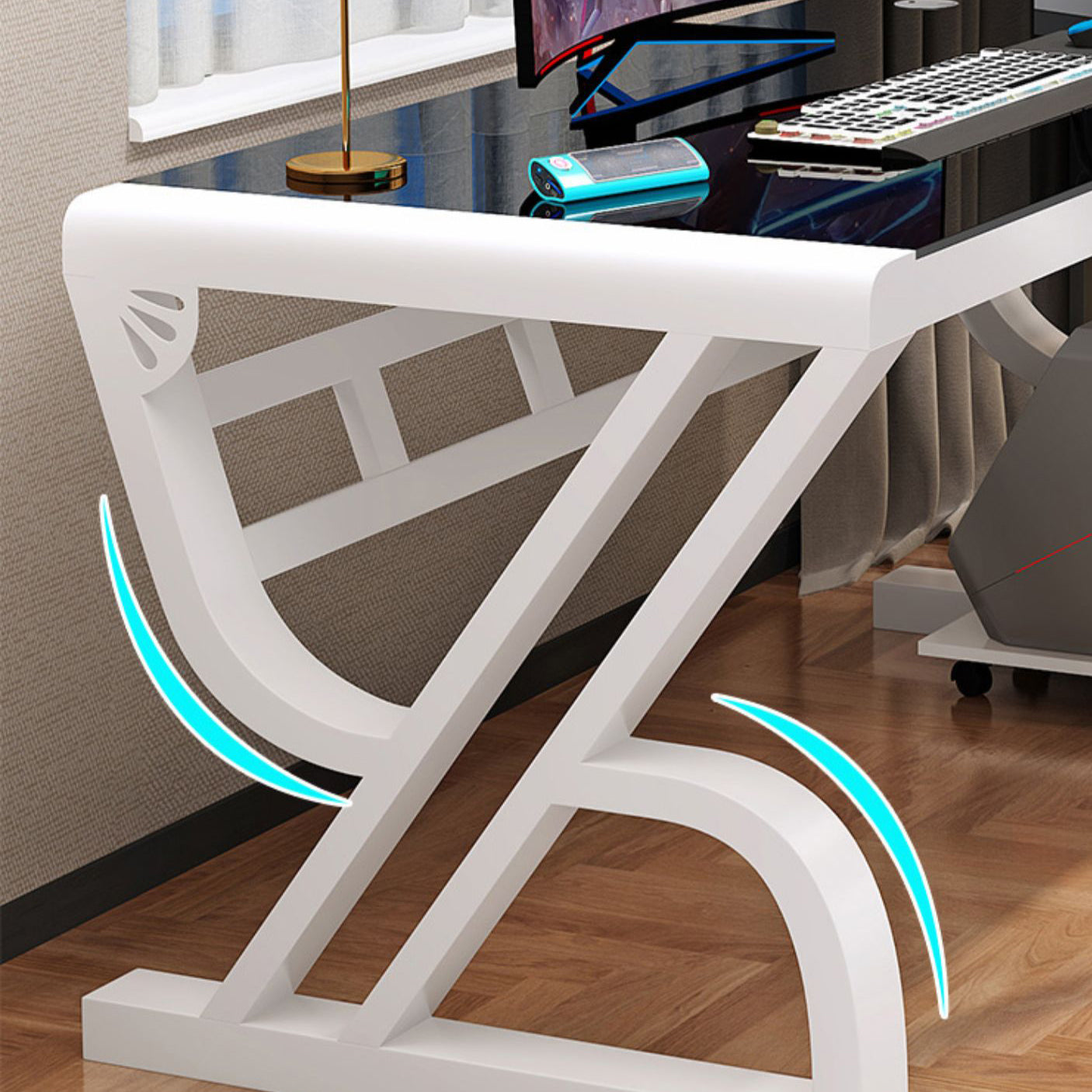 Hedendaags glas Top Office Desk 29.53-inch Tall Writing Desk