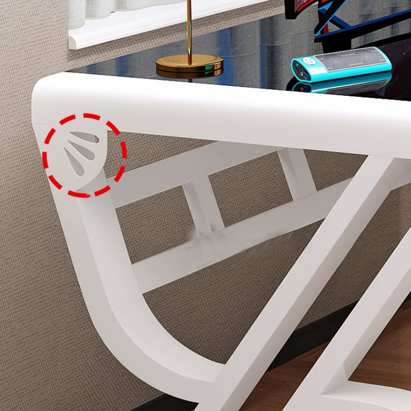 Hedendaags glas Top Office Desk 29.53-inch Tall Writing Desk