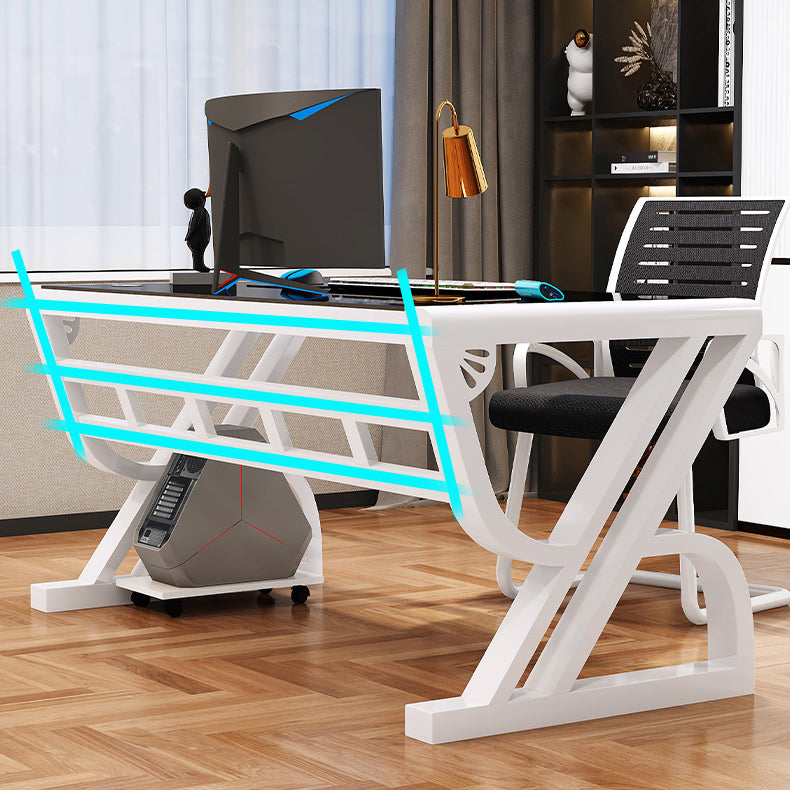 Hedendaags glas Top Office Desk 29.53-inch Tall Writing Desk