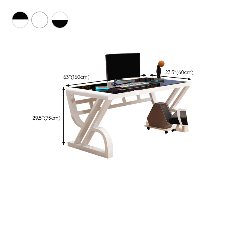 Hedendaags glas Top Office Desk 29.53-inch Tall Writing Desk