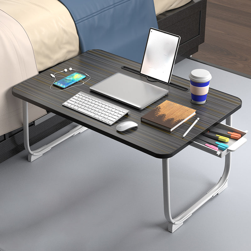 Engineered Wood Contemporary Writing Desk Bedroom Office Desk with White Legs Black Drawers Clearhalo 'furn' 'furn_office_desk' 'Furniture' 'Office Desks' 'Office Furniture' 'office_desk' 6586644