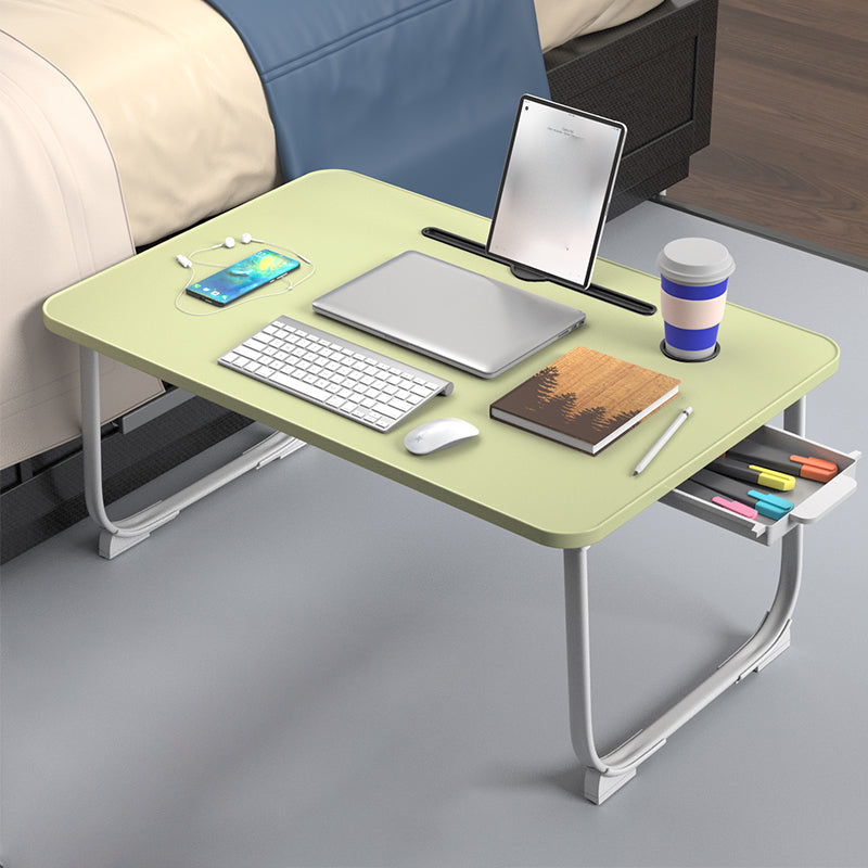 Engineered Wood Contemporary Writing Desk Bedroom Office Desk with White Legs Green Drawers Clearhalo 'furn' 'furn_office_desk' 'Furniture' 'Office Desks' 'Office Furniture' 'office_desk' 6586645