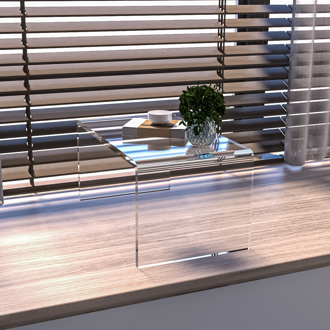 Acrylic Rectangular Writing Desk Contemporary Sled Base Laptop Table 35.4"L x 17.7"W x 15.7"H Clear Clearhalo 'furn' 'furn_office_desk' 'Furniture' 'Office Desks' 'Office Furniture' 'office_desk' 6586853