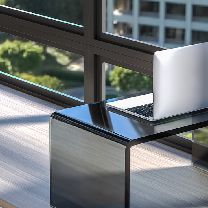 Acrylic Rectangular Writing Desk Contemporary Sled Base Laptop Table Clearhalo 'furn' 'furn_office_desk' 'Furniture' 'Office Desks' 'Office Furniture' 'office_desk' 6586857