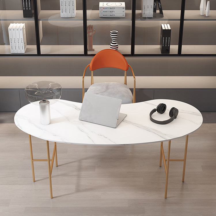 Glam Stone Writing Desk 29.53 "großer Büroschreibtisch mit Eisenbeinen