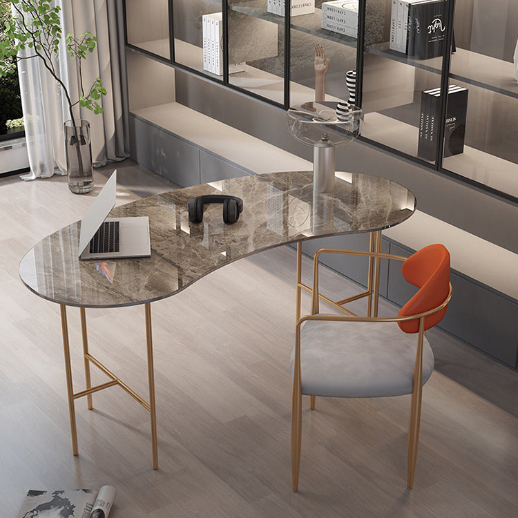 Glam Stone Writing Desk 29.53 "großer Büroschreibtisch mit Eisenbeinen