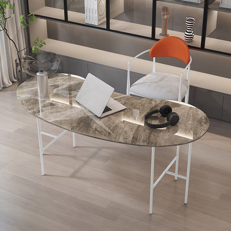 Glam Stone Writing Desk 29.53 "großer Büroschreibtisch mit Eisenbeinen