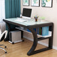 Contemporary Glass Top Office Desk Rectangular Writing Desk with Metal Legs