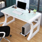 Contemporary Glass Top Office Desk Rectangular Writing Desk with Metal Legs