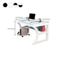 Contemporary Glass Top Office Desk Rectangular Writing Desk with Metal Legs