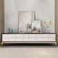 Glam Glass Stand Console Drawers Included Media Console with Legs for Living Room Black White Clearhalo 'furn' 'furn_tv_stands_entertainment_centers' 'Furniture' 'Living Room Furniture' 'TV Stands & Entertainment Centers' 'TV Stands & Media Storage Furniture' 'tv_stands_entertainment_centers' 6587303