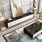 Glam Glass Stand Console Drawers Included Media Console with Legs for Living Room Clearhalo 'furn' 'furn_tv_stands_entertainment_centers' 'Furniture' 'Living Room Furniture' 'TV Stands & Entertainment Centers' 'TV Stands & Media Storage Furniture' 'tv_stands_entertainment_centers' 6587305