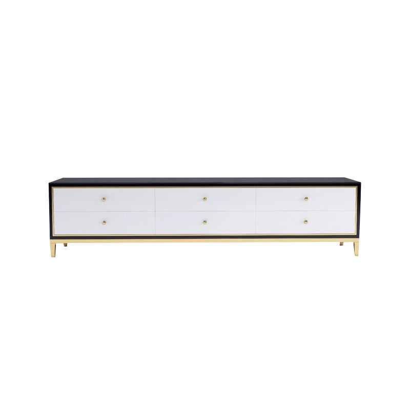 Glam Glass Stand Console Drawers Included Media Console with Legs for Living Room Clearhalo 'furn' 'furn_tv_stands_entertainment_centers' 'Furniture' 'Living Room Furniture' 'TV Stands & Entertainment Centers' 'TV Stands & Media Storage Furniture' 'tv_stands_entertainment_centers' 6587309