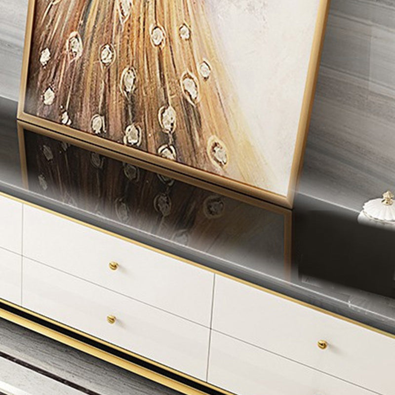 Glam Glass Stand Console Drawers Included Media Console with Legs for Living Room Clearhalo 'furn' 'furn_tv_stands_entertainment_centers' 'Furniture' 'Living Room Furniture' 'TV Stands & Entertainment Centers' 'TV Stands & Media Storage Furniture' 'tv_stands_entertainment_centers' 6587312