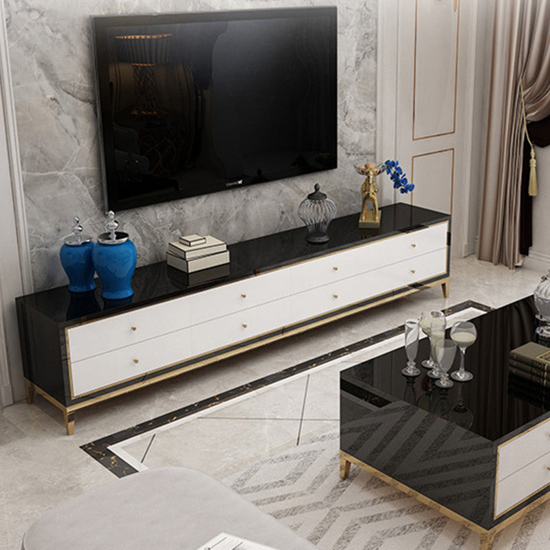 Enclosed Storage TV Media Stand Glass Media Console with Drawers Clearhalo 'furn' 'furn_tv_stands_entertainment_centers' 'Furniture' 'Living Room Furniture' 'TV Stands & Entertainment Centers' 'TV Stands & Media Storage Furniture' 'tv_stands_entertainment_centers' 6587369