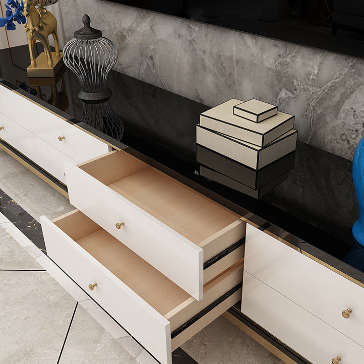 Enclosed Storage TV Media Stand Glass Media Console with Drawers Clearhalo 'furn' 'furn_tv_stands_entertainment_centers' 'Furniture' 'Living Room Furniture' 'TV Stands & Entertainment Centers' 'TV Stands & Media Storage Furniture' 'tv_stands_entertainment_centers' 6587382