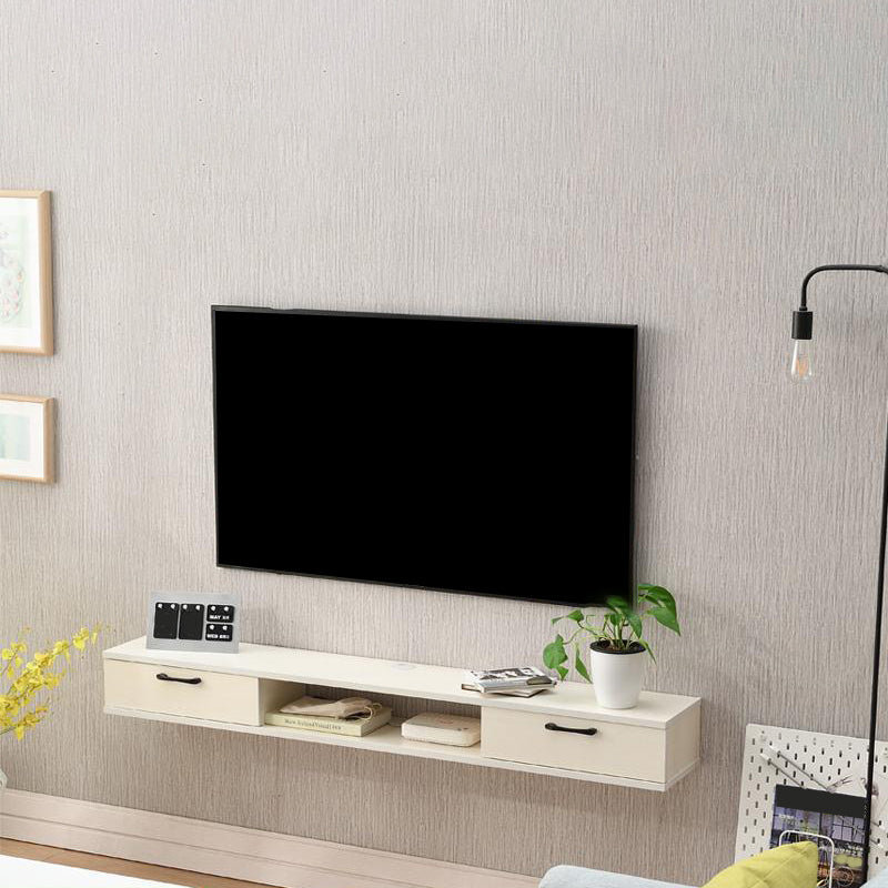 Scandinavian TV Media Stand Wall-mounted TV Media Console with Drawers 39.5"L x 9.5"W x 6"H White Clearhalo 'furn' 'furn_tv_stands_entertainment_centers' 'Furniture' 'Living Room Furniture' 'TV Stands & Entertainment Centers' 'TV Stands & Media Storage Furniture' 'tv_stands_entertainment_centers' 6587388