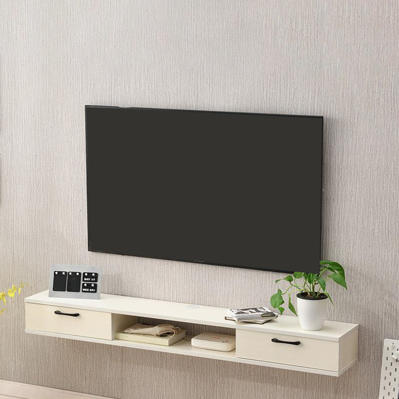 Scandinavian TV Media Stand Wall-mounted TV Media Console with Drawers 59"L x 9.5"W x 6"H White Clearhalo 'furn' 'furn_tv_stands_entertainment_centers' 'Furniture' 'Living Room Furniture' 'TV Stands & Entertainment Centers' 'TV Stands & Media Storage Furniture' 'tv_stands_entertainment_centers' 6587391