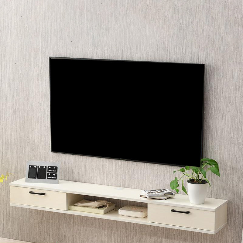 Scandinavian TV Media Stand Wall-mounted TV Media Console with Drawers 67"L x 9.5"W x 6"H White Clearhalo 'furn' 'furn_tv_stands_entertainment_centers' 'Furniture' 'Living Room Furniture' 'TV Stands & Entertainment Centers' 'TV Stands & Media Storage Furniture' 'tv_stands_entertainment_centers' 6587394