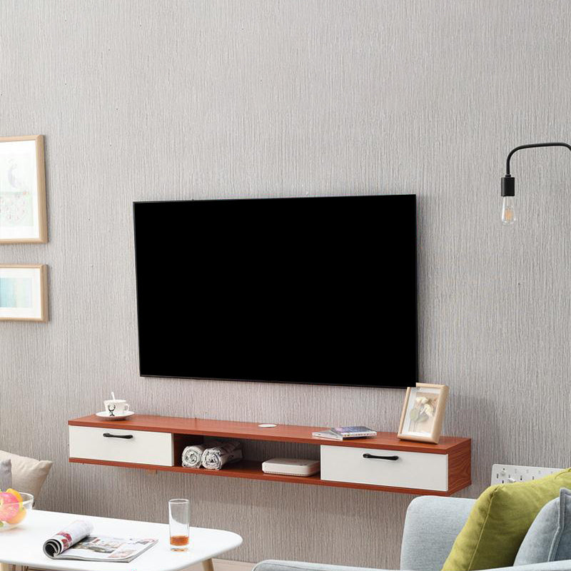 Scandinavian TV Media Stand Wall-mounted TV Media Console with Drawers 39.5"L x 9.5"W x 6"H Cherry Clearhalo 'furn' 'furn_tv_stands_entertainment_centers' 'Furniture' 'Living Room Furniture' 'TV Stands & Entertainment Centers' 'TV Stands & Media Storage Furniture' 'tv_stands_entertainment_centers' 6587396
