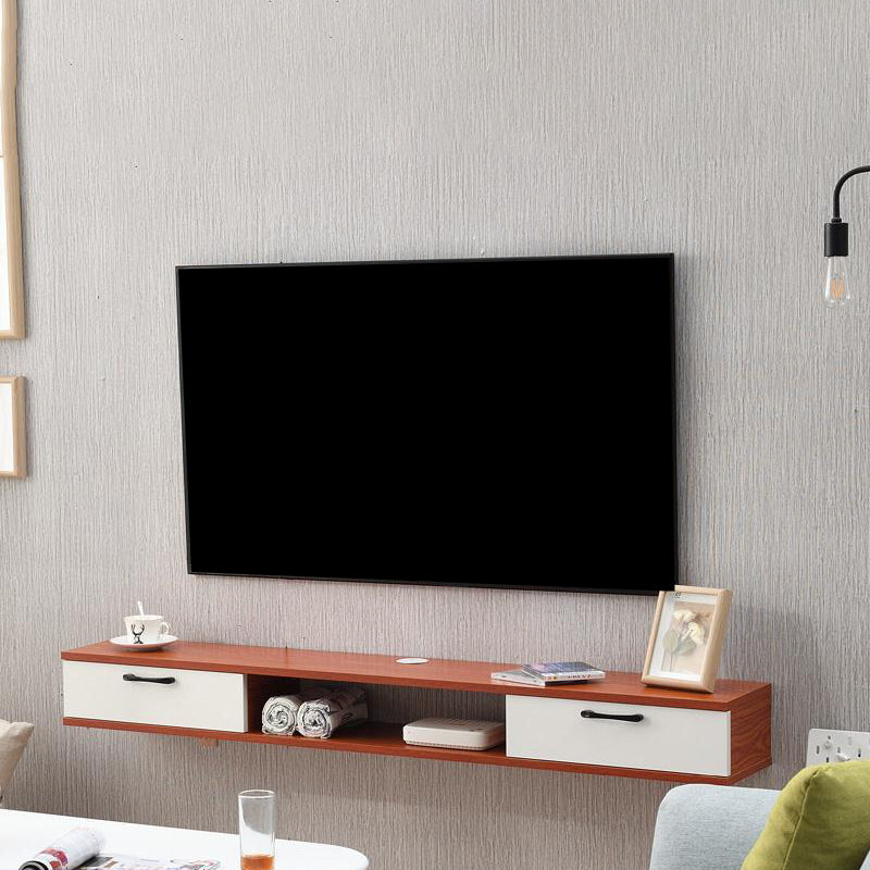 Scandinavian TV Media Stand Wall-mounted TV Media Console with Drawers 59"L x 9.5"W x 6"H Cherry Clearhalo 'furn' 'furn_tv_stands_entertainment_centers' 'Furniture' 'Living Room Furniture' 'TV Stands & Entertainment Centers' 'TV Stands & Media Storage Furniture' 'tv_stands_entertainment_centers' 6587400