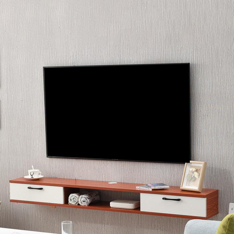 Scandinavian TV Media Stand Wall-mounted TV Media Console with Drawers 67"L x 9.5"W x 6"H Cherry Clearhalo 'furn' 'furn_tv_stands_entertainment_centers' 'Furniture' 'Living Room Furniture' 'TV Stands & Entertainment Centers' 'TV Stands & Media Storage Furniture' 'tv_stands_entertainment_centers' 6587401