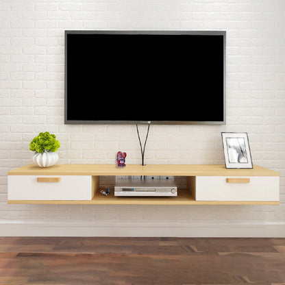 Scandinavian TV Media Stand Wall-mounted TV Media Console with Drawers 39.5"L x 9.5"W x 6"H Wood Clearhalo 'furn' 'furn_tv_stands_entertainment_centers' 'Furniture' 'Living Room Furniture' 'TV Stands & Entertainment Centers' 'TV Stands & Media Storage Furniture' 'tv_stands_entertainment_centers' 6587403