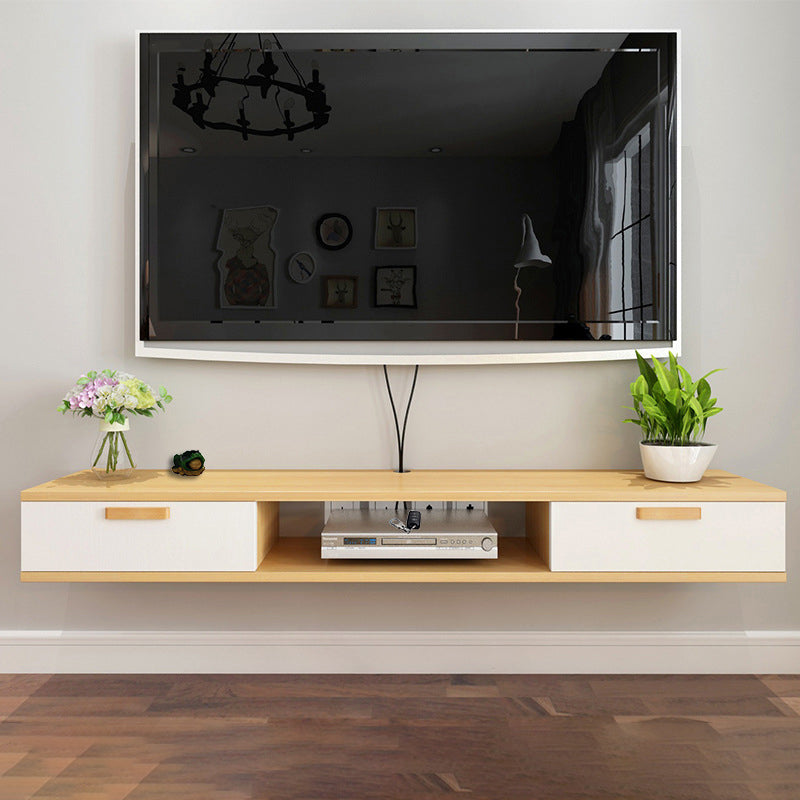 Scandinavian TV Media Stand Wall-mounted TV Media Console with Drawers 47"L x 9.5"W x 6"H Wood Clearhalo 'furn' 'furn_tv_stands_entertainment_centers' 'Furniture' 'Living Room Furniture' 'TV Stands & Entertainment Centers' 'TV Stands & Media Storage Furniture' 'tv_stands_entertainment_centers' 6587404