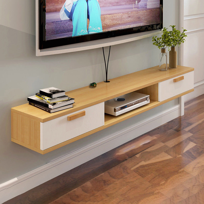 Scandinavian TV Media Stand Wall-mounted TV Media Console with Drawers 59"L x 9.5"W x 6"H Wood Clearhalo 'furn' 'furn_tv_stands_entertainment_centers' 'Furniture' 'Living Room Furniture' 'TV Stands & Entertainment Centers' 'TV Stands & Media Storage Furniture' 'tv_stands_entertainment_centers' 6587405