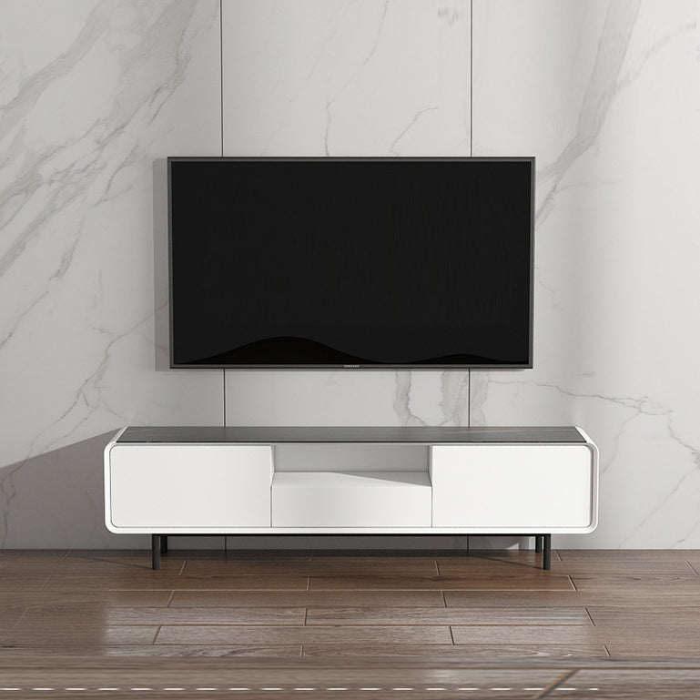 Support multimédia TV rectangulaire, meuble TV moderne avec étagères et tiroir