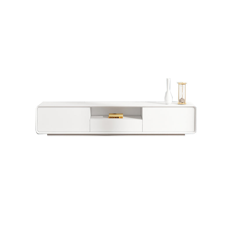 Support multimédia TV rectangulaire, meuble TV moderne avec étagères et tiroir