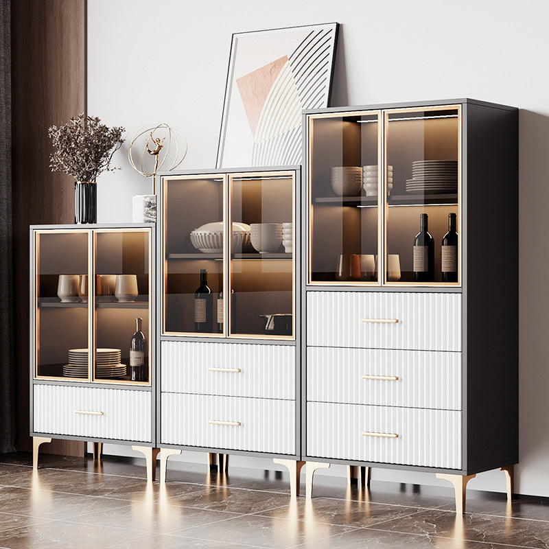 Contemporary Display Stand Faux Wood Storage Cabinet for Dining Room