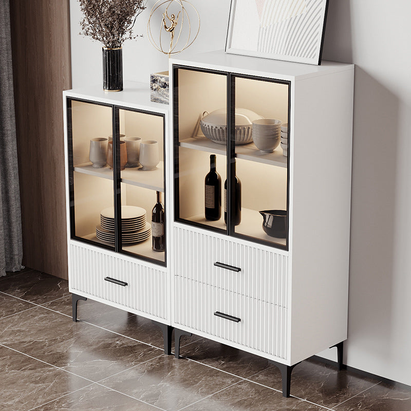Contemporary Display Stand Faux Wood Storage Cabinet for Dining Room