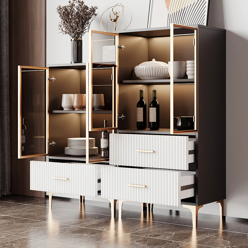 Contemporary Display Stand Faux Wood Storage Cabinet for Dining Room