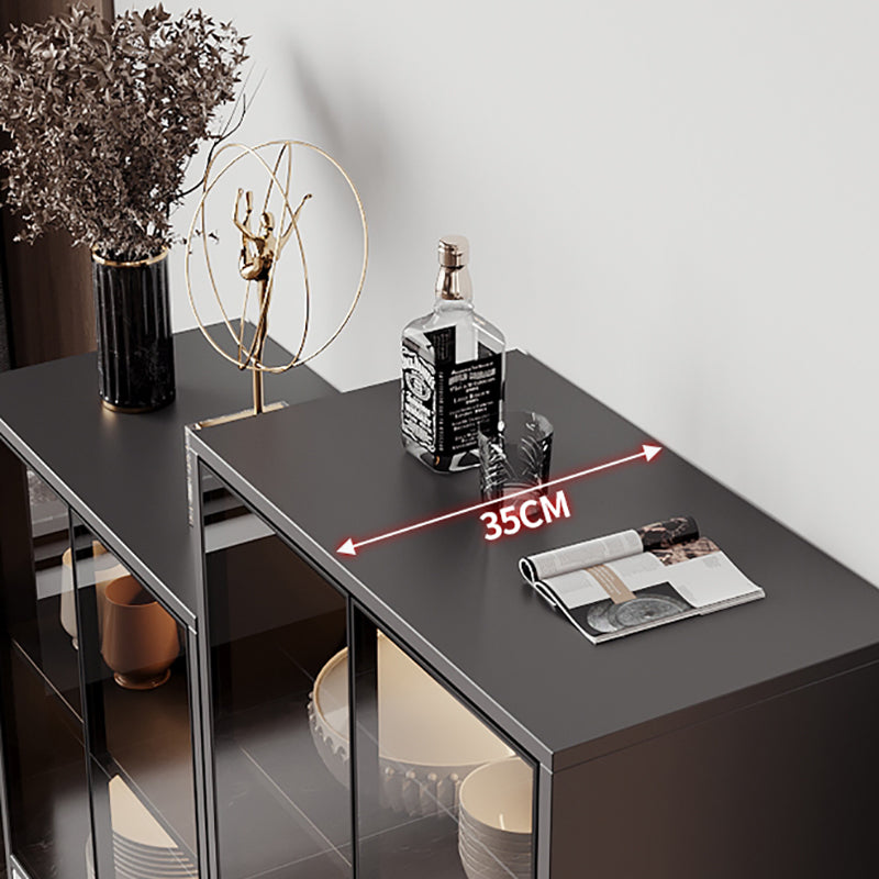 Contemporary Display Stand Faux Wood Storage Cabinet for Dining Room