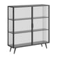 Modern Curio Cabinet Metal Glass Doors Storage Cabinet for Living Room