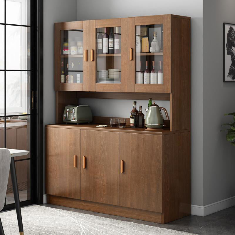 Modern Wood Dining Hutch Glass Doors Display Cabinet with Doors for Dining Room Clearhalo 'Display & China Cabinets' 'display_china_cabinets' 'furn' 'furn_display_china_cabinets' 'Furniture' 'Kitchen & Dining Furniture' 6588434