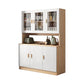 Modern Wood Dining Hutch Glass Doors Display Cabinet with Doors for Dining Room 47"L x 13"W x 72"H Cherry Wood Upper & Lower Cabinets Clearhalo 'Display & China Cabinets' 'display_china_cabinets' 'furn' 'furn_display_china_cabinets' 'Furniture' 'Kitchen & Dining Furniture' 6588435