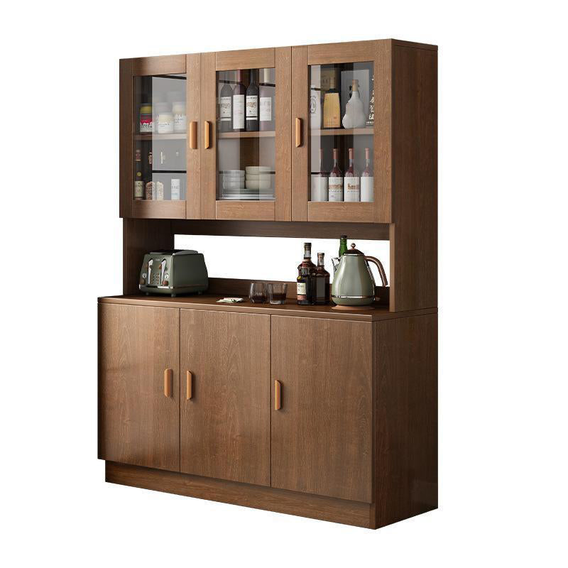 Modern Wood Dining Hutch Glass Doors Display Cabinet with Doors for Dining Room Clearhalo 'Display & China Cabinets' 'display_china_cabinets' 'furn' 'furn_display_china_cabinets' 'Furniture' 'Kitchen & Dining Furniture' 6588443