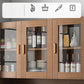 Modern Wood Dining Hutch Glass Doors Display Cabinet with Doors for Dining Room Clearhalo 'Display & China Cabinets' 'display_china_cabinets' 'furn' 'furn_display_china_cabinets' 'Furniture' 'Kitchen & Dining Furniture' 6588447